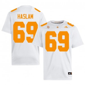 White Donovan Haslam #69 Volunteers Jersey | Men High School Football Fresh Stitched 67718796