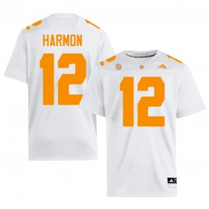 White Jaedon Harmon #12 Volunteers Jersey | Men High School Football Moisture Wicking Stitched 79930747