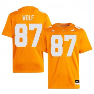 Orange Luca Wolf #87 Volunteers Jersey | Men High School Football Licensed Embroidery 50628855