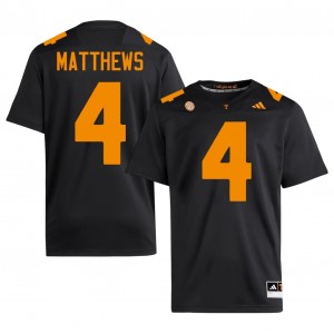 Officially Licensed Mike Matthews #4 Tennessee Black Jersey | Men University Football Stitch Fan Gear 55375778