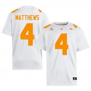 White Mike Matthews #4 Volunteers Jersey | Men High School Football Fresh Stitched 89870468