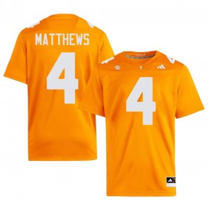 #4 Mike Matthews UT Volunteers Orange Jersey | Alumni Embroidery Men Player Football Gear 91368870