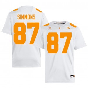 White Nuk Simmons #87 Volunteers Jersey | Men High School Football Moisture Wicking Stitched 37118026