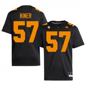 Black Steve Kiner #57 Volunteers Jersey | Men High School Football Moisture Wicking Stitch 38369870
