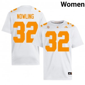 White Bill Nowling #32 Volunteers Jersey | Women High School Football Licensed Stitched 23886733