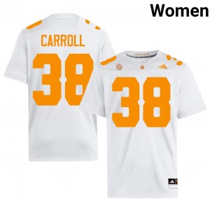 #38 Brayden Carroll UT Volunteers White Jersey | Authentic Stitched Women Player Football Gear 19600010