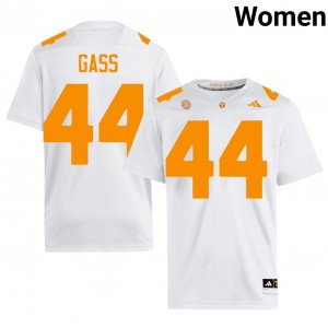 Tennessee Volunteers Christian Gass #44 White Jersey | Genuine Stitched NCAA Football Women Apparel 68316552