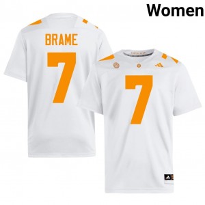 DaSaahn Brame #7 Tennessee Volunteers Jersey | Iconic White College Football Women Stitched 91799715