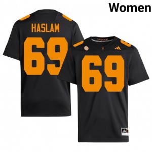 #69 Donovan Haslam UT Volunteers Black Jersey | Elite Swen Women Player Football Gear 59570430