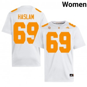 Tennessee Volunteers Donovan Haslam #69 White Jersey | Genuine Stitched NCAA Football Women Apparel 22494119