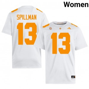White Edwin Spillman #13 Volunteers Jersey | Women High School Football Licensed Stitched 23121304