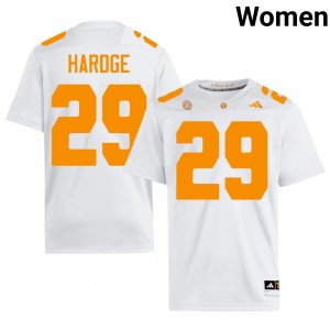 Tennessee Volunteers Isaiah Hardge #29 White Jersey | Genuine Stitched NCAA Football Women Apparel 31973756