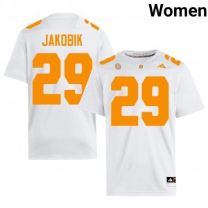 #29 Jack-Henry Jakobik UT Volunteers White Jersey | Classic Stitched Women Player Football Gear 86718459
