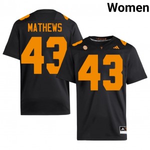 Black Jackson Mathews #43 Volunteers Jersey | Women High School Football Moisture Wicking Stitch 31459503