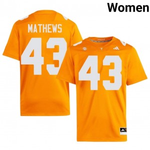Tennessee Volunteers Jackson Mathews #43 Orange Jersey | Pro Cut Embroidery NCAA Football Women Apparel 11501907