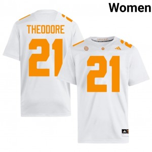 #21 Jamyan Theodore UT Volunteers White Jersey | Elite Stitched Women Player Football Gear 27607220