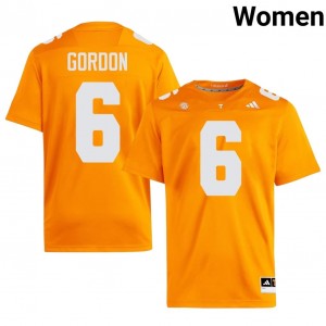 Vols Javin Gordon #6 Orange Jersey | Essential Embroidery NCAA Football Women Apparel 84025632