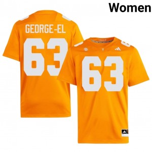 Orange Jeremy George-El #63 Volunteers Jersey | Women High School Football Moisture Wicking Embroidery 47248609