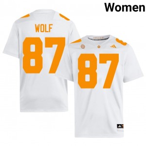 #87 Luca Wolf UT Volunteers White Jersey | Authentic Stitched Women Player Football Gear 72857841