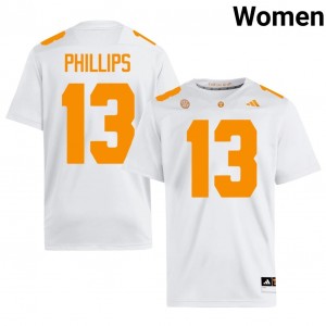 Durable Mason Phillips #13 Vols White Jersey | Women University Football Stitched Fan Gear 38311979