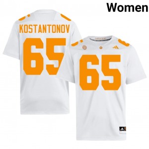 White Michael Kostantonov #65 Volunteers Jersey | Women High School Football Licensed Stitched 82370319