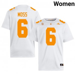 Vols Qua Moss #6 White Jersey | Premium Stitched NCAA Football Women Apparel 53760838