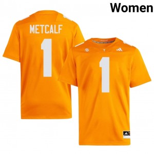 TJ Metcalf #1 Tennessee Volunteers Jersey | Iconic Orange College Football Women Embroidery 53011015