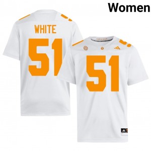TJ White #51 Tennessee Volunteers Jersey | Iconic White College Football Women Stitched 12228351
