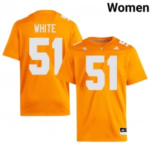 Durable TJ White #51 Vols Orange Jersey | Women University Football Embroidery Fan Gear 33164347