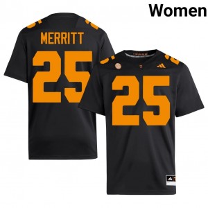 Black Tim Merritt #25 Volunteers Jersey | Women High School Football Limited Swen 62513930