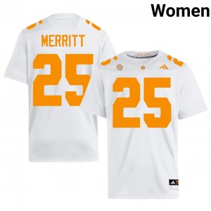 #25 Tim Merritt UT Volunteers White Jersey | Authentic Stitched Women Player Football Gear 18439193