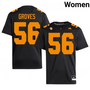 Tennessee Volunteers Zach Groves #56 Black Jersey | Genuine Stitch NCAA Football Women Apparel 87592146