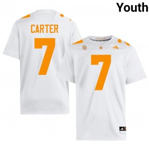#7 Arion Carter UT Volunteers White Jersey | Authentic Stitched Youth Player Football Gear 77983100