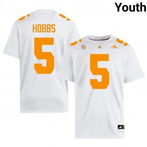 #5 Daevin Hobbs UT Volunteers White Jersey | Elite Stitched Youth Player Football Gear 76850249