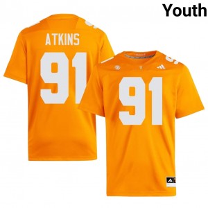 Orange Doug Atkins #91 Volunteers Jersey | Youth High School Football Fresh Embroidery 10600112