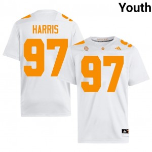 White Hezekiah Harris #97 Volunteers Jersey | Youth High School Football Moisture Wicking Stitched 55723977