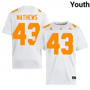 Jackson Mathews #43 Tennessee Volunteers Jersey | Iconic White College Football Youth Stitched 14659053