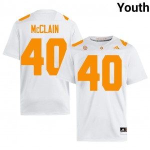 White KJ McClain #40 Volunteers Jersey | Youth High School Football Limited Stitched 30753521