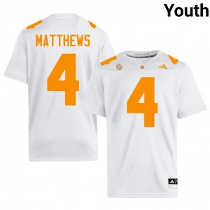Top-Tier Mike Matthews #4 Vols White Jersey | Youth University Football Stitched Fan Gear 73746358