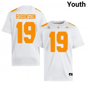 White Nathan Robinson #19 Volunteers Jersey | Youth High School Football Fresh Stitched 62165026