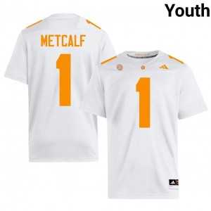 Officially Licensed TJ Metcalf #1 Tennessee White Jersey | Youth University Football Stitched Fan Gear 88051472
