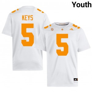Tennessee Volunteers TK Keys #5 White Jersey | Pro Cut Stitched NCAA Football Youth Apparel 46861035