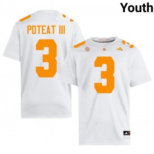 Tre Poteat III #3 Tennessee Volunteers Jersey | Iconic White College Football Youth Stitched 99788463