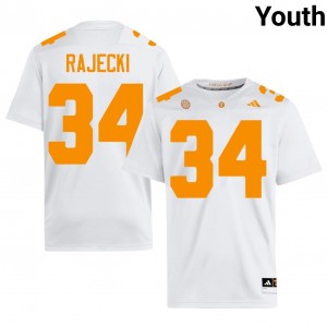 #34 Will Rajecki UT Volunteers White Jersey | Authentic Stitched Youth Player Football Gear 52193702
