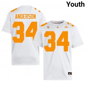 White Zay Anderson #34 Volunteers Jersey | Youth High School Football Fresh Stitched 13903654